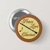 PEACE LOVE CLARINET RONDE BUTTON 5,7 CM (Voorkant /achterkant)