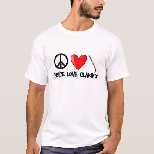 Peace, Love, Clarinet T-shirt (Voorkant)