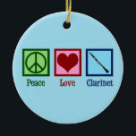 Peace Love Clarinets Keramisch Ornament<br><div class="desc">cadeau van Peace Love Clarinets. Een schattige klarinetspeler is ontworpen voor orkest of band met een  vredesteken,  hart en het instrument.</div>