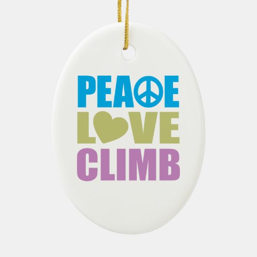 Peace Love Climb Keramisch Ornament (Achterkant)
