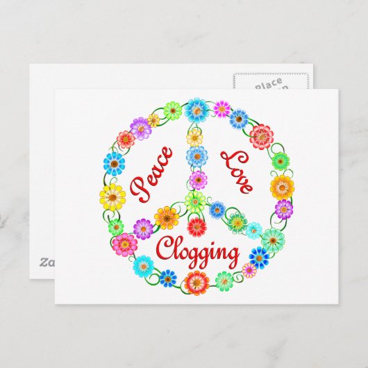 Peace Love Clogging Briefkaart (Voorkant / Achterkant)