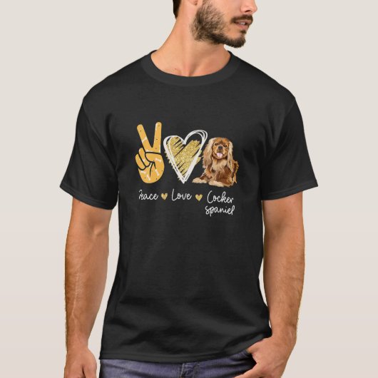 Peace Love Cocker Spaniel Hondenliefhebbers T-shirt (Voorkant)