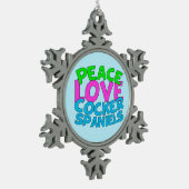 Peace Love Cocker Spaniels Tin Sneeuwvlok Ornament (Links)
