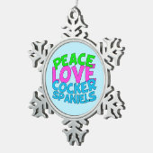Peace Love Cocker Spaniels Tin Sneeuwvlok Ornament (Rechts)