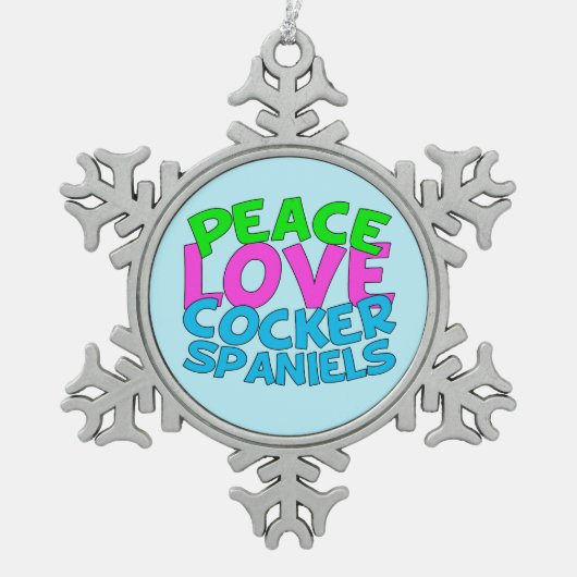 Peace Love Cocker Spaniels Tin Sneeuwvlok Ornament (Voorkant)