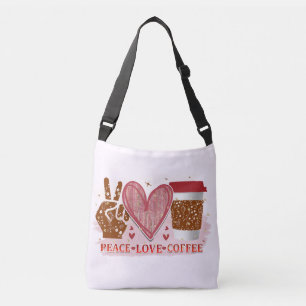 Peace Love Coffee Crossbody Tas