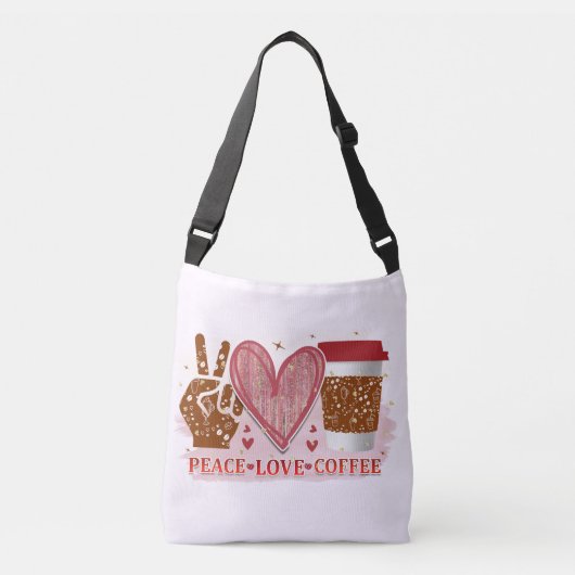 Peace Love Coffee Crossbody Tas (Voorkant)