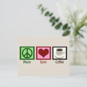 Peace Love Coffee Custom Cafe Briefkaart (Staand voorkant)