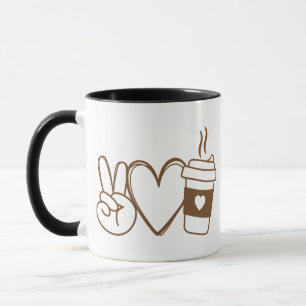 Peace Love Coffee Eenvoudig en stijlvol koffieon Mok