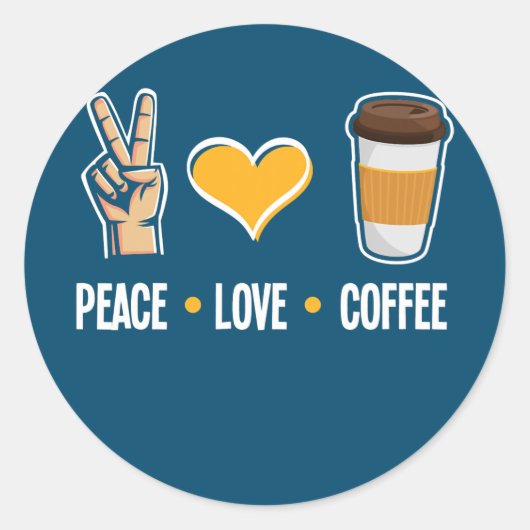 Peace Love Coffee Funny Coffee Lover Barista Ronde Sticker (Voorkant)