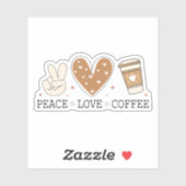 Peace Love Coffee I Love Coffee Quote Grappig Gelu Sticker (Vel)