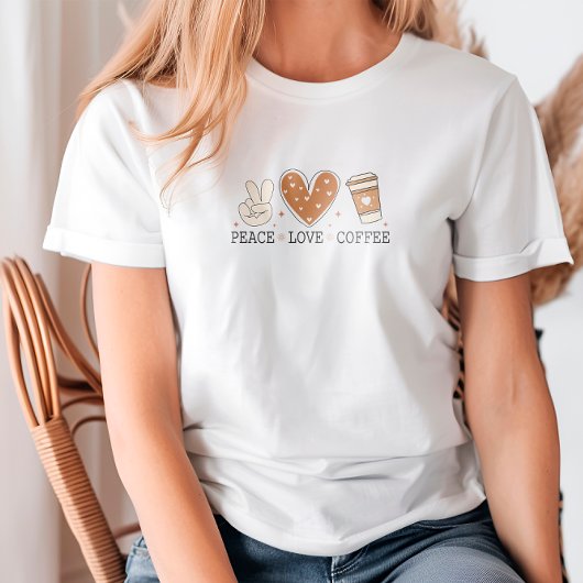 Peace Love Coffee I Love Coffee Quote Grappig Gelu T-shirt