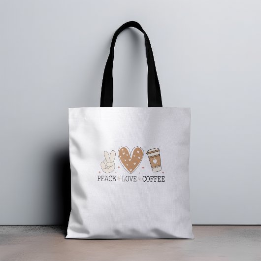 Peace Love Coffee I Love Coffee Quote Grappig Gelu Tote Bag