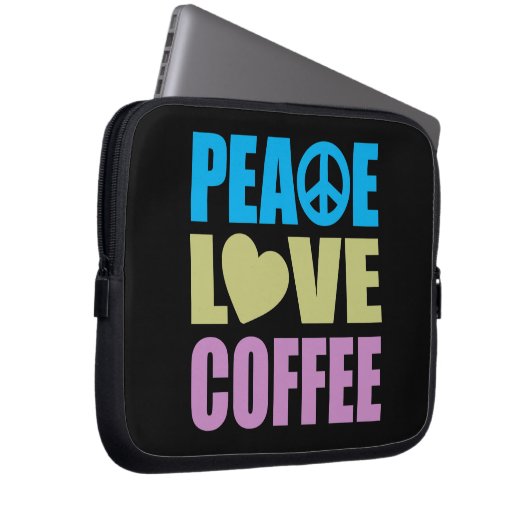 Peace Love Coffee Laptop Sleeve (Voorkant Rechts)