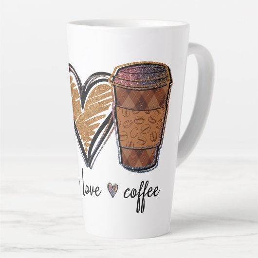Peace Love Coffee Latte Mok (Rechterhoek)