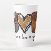 Peace Love Coffee Latte Mok (Voorkant)