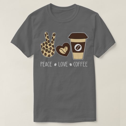 Peace Love Coffee Leopard Lovers Coffee Addicate H T-shirt (Design voorkant)