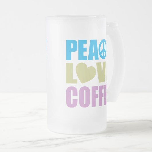 Peace Love Coffee Matglas Bierpul (Voorkant rechts)
