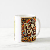Peace, Love & Coffee Retro Mok (Voorkant rechts)