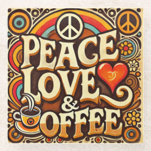 Peace, Love & Coffee Retro Onderzetter