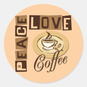 PEACE LOVE COFFEE RONDE STICKER