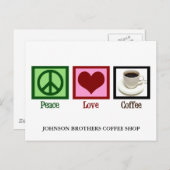 Peace Love Coffee Shop Custom Cafe Diner Briefkaart (Voorkant / Achterkant)