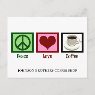 Peace Love Coffee Shop Custom Cafe Diner Briefkaart