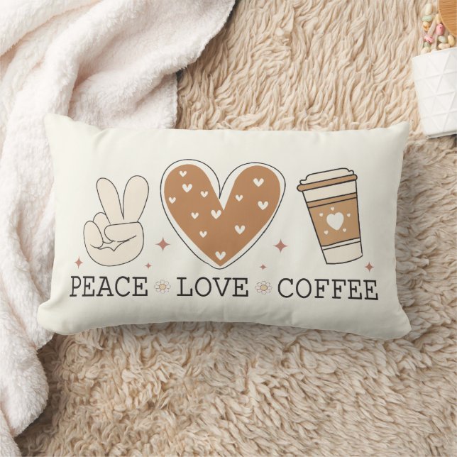 Peace Love Coffee Sierkussen Kussen (Deken)