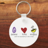 Peace Love Coffee Sleutelhanger (Voorkant)