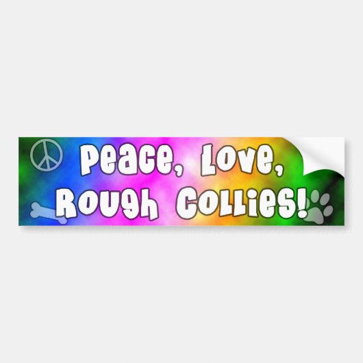 Peace Love Collies Bumpersticker (Voorkant)
