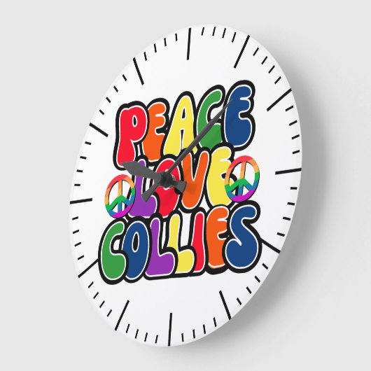 Peace Love Collies Clock Grote Klok (Hoek)