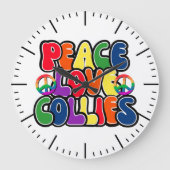 Peace Love Collies Clock Grote Klok (Voorkant)