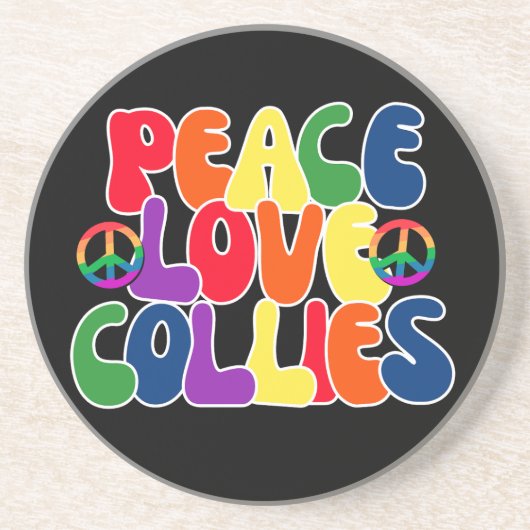Peace Love Collies Zandsteen Onderzetter (Voorkant)