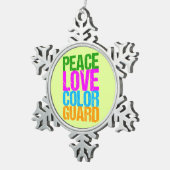Peace Love Color Guard Tin Sneeuwvlok Ornament (Rechts)