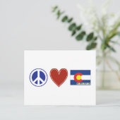 Peace Love Colorado Map Shaped State Flag Briefkaart (Staand voorkant)