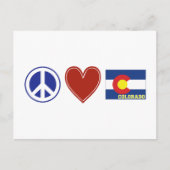 Peace Love Colorado Map Shaped State Flag Briefkaart (Voorkant)