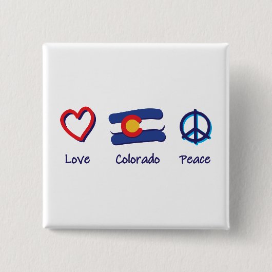 Peace Love Colorado Vierkante Button 5,1 Cm (Voorkant)