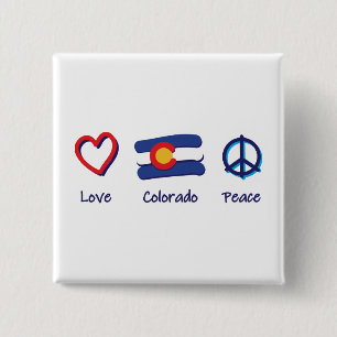 Peace Love Colorado Vierkante Button 5,1 Cm