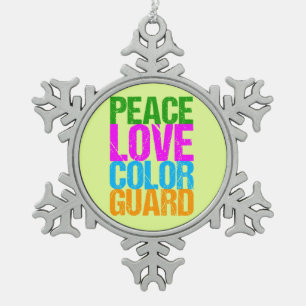 Peace Love Colour Guard Tin Sneeuwvlok Ornament