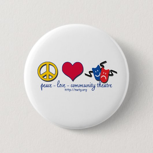 Peace Love Community Theater Ronde Button 5,7 Cm (Voorkant)