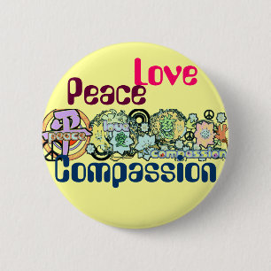 Peace Love Compassion-Button Ronde Button 5,7 Cm