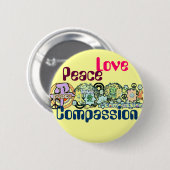 Peace Love Compassion-Button Ronde Button 5,7 Cm (Voorkant /achterkant)