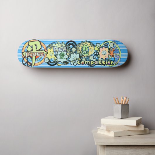Peace-Love-Compassion-Kanji - - - Persoonlijk Skateboard (Muurkunst (Horizontaal))