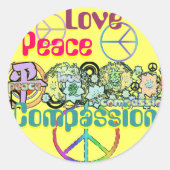 Peace Love Compassion Sticker (Voorkant)