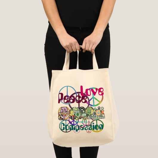 Peace Love Compassion-Tas Tote Bag (Voorkant (product))