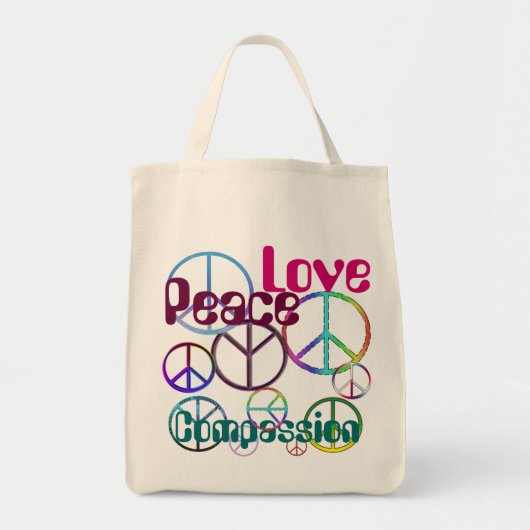 Peace Love Compassion-Tas Tote Bag (Voorkant)