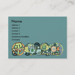Peace Love Compastion Visitekaartje