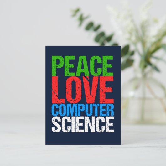 Peace Love Computer Science Briefkaart (Staand voorkant)