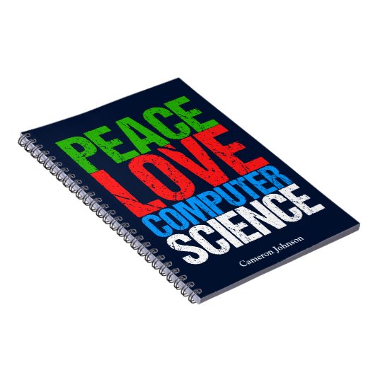 Peace Love Computer Science Custom Programmer Notitieboek (Rechterzijde)