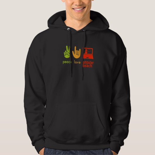 Peace Love Computer Teacher Funny Teaching Costume Hoodie (Voorkant)